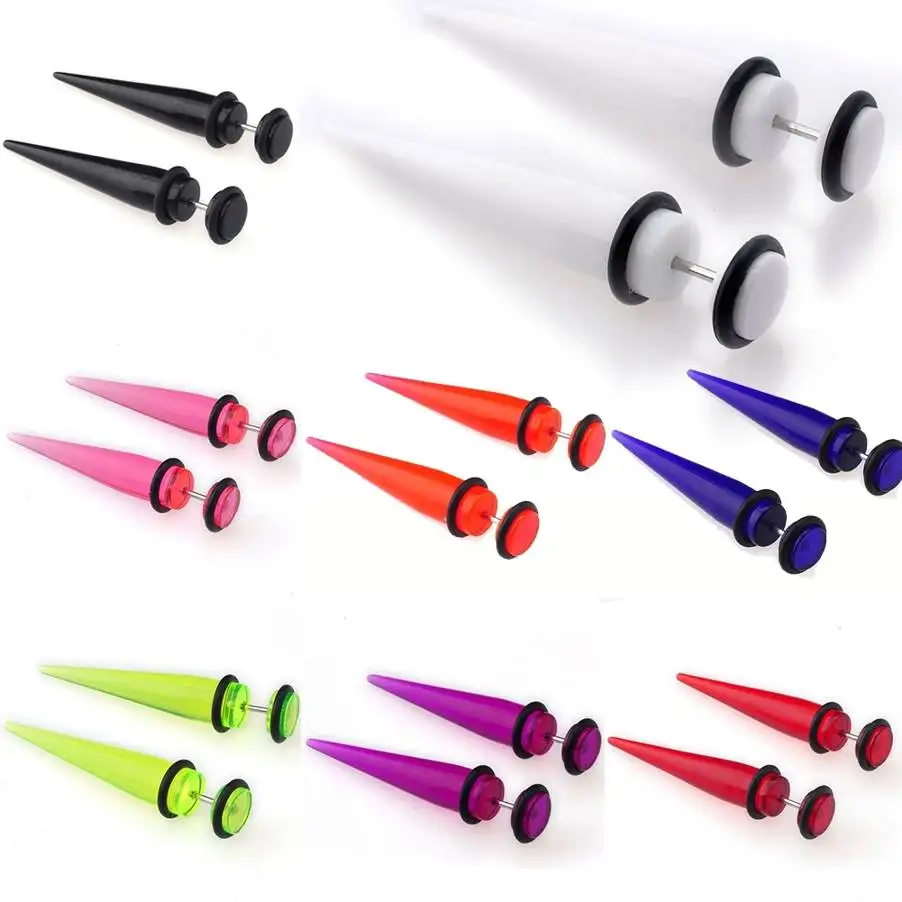Acrylic Neon Faux Fake Cheater Earring Studs Barbell Ear Plug Earlet Gauge Taper 2PCS ear piercings For Men Women 8mm piercing jewelry body piercing earrings ear piercing jewelry ear studs body piercing jewelry body jewelry ear taper earrings