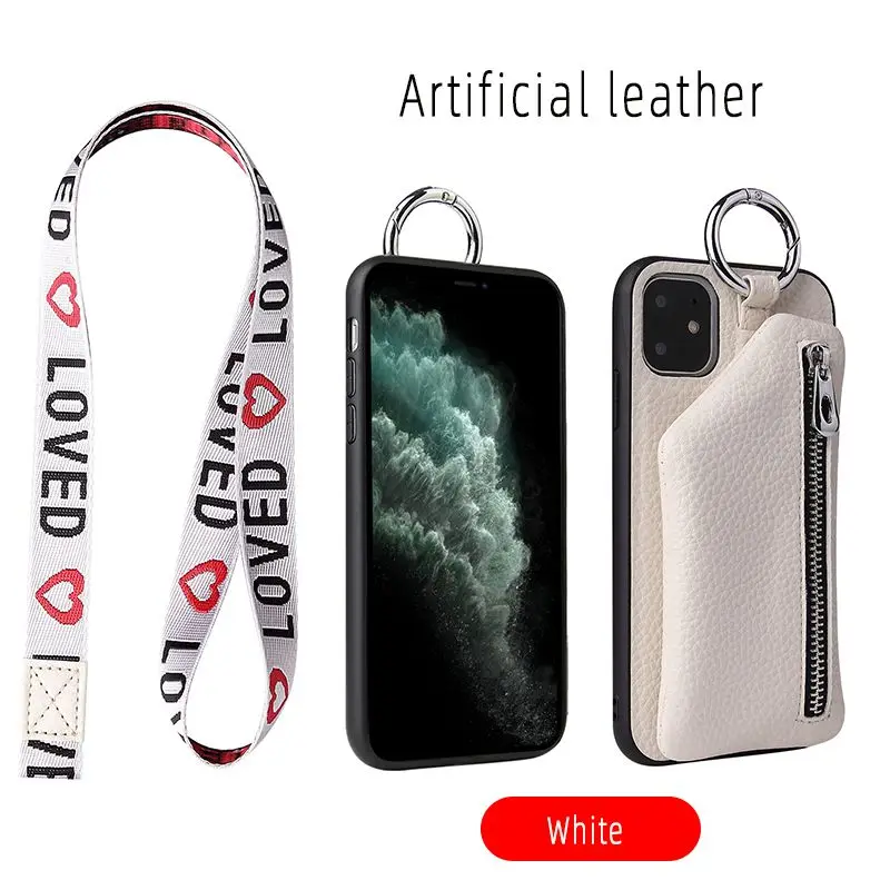 white Силиконовый кожаный чехол для Iphone 11, съемный чехол с отделением для карт, чехол для Iphone 6, 7, 8 Plus, X, Xr, Xs, 11 Pro Max, защита от падения - Цвет: white