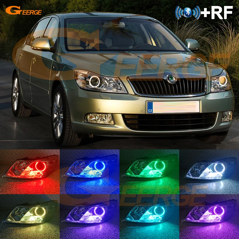 

For Skoda Octavia Mk2 (1Z) 2010-2013 Excellent Angel Eyes kit Multi-Color Ultrabright 7 Colors RGB LED Angel Eyes Halo Rings