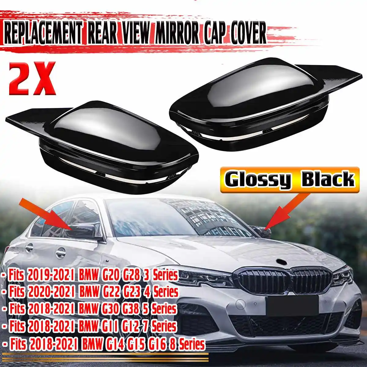 

High Quality 2x G22 G23 Car Side Mirror Cover Cap Direct Add On Car Rearview Mirror Shell For BMW G11 G12 G15 G16 G20 2019-2021