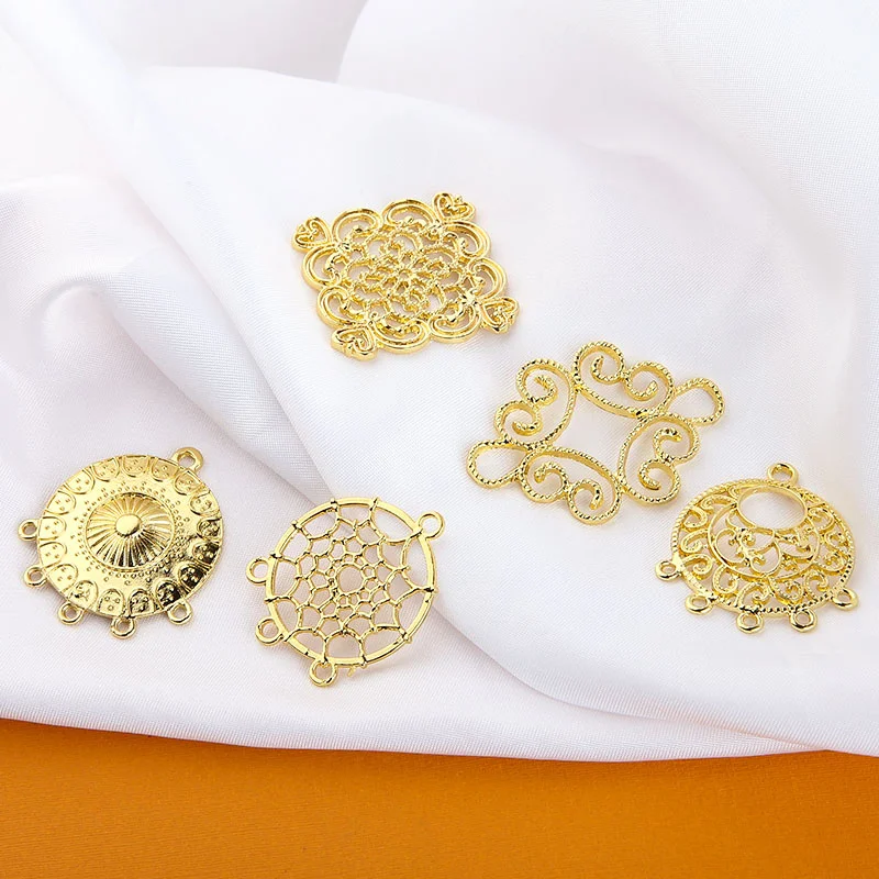 

10pcs Retro Chinese Style Hanfu Headdress Antique Hair Accessories Hollow Flower Piece Alloy Pendant Girl Diy Hairpin Material