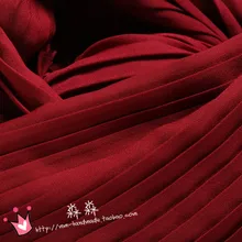 Лето чарующий жемчуг марлевой материал бордовый красный Органическая плиссированная жатый шифон Длинные винно-красные ткани для одежды