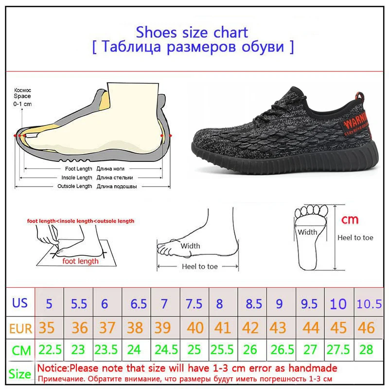Безопасная обувь для мужчин и женщин, противоскользящая обувь с стальной головкой Рабочая обувь черный сетчатый дышащий мужской обувь для работы