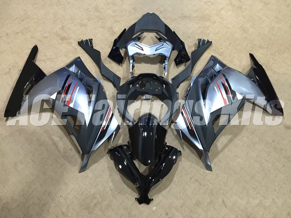 ABS обтекатель комплект для Kawasaki Ninja300 EX300 300R 2013, 13, 14, 15, 16, 17, Обтекатели литья под давлением черного и серого цвета