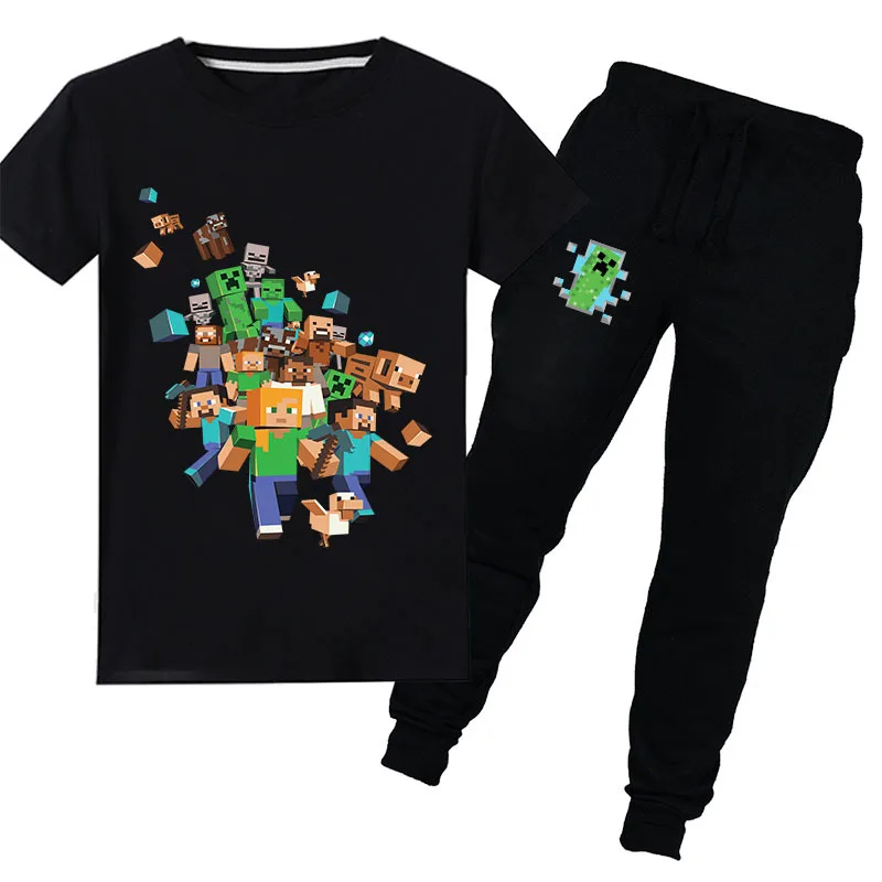 

2020 Cross-border e-commerce eBay explosion models Dan TDM Stampy Cat T-shirt children's suit Minecrafted Children's trousers