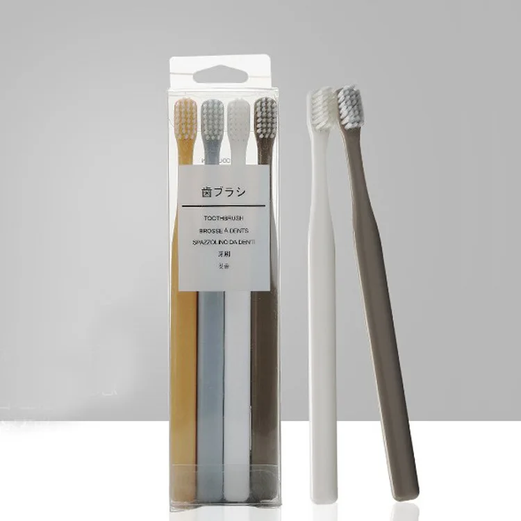 

MUJI Celebrity Style Toothbrush 4 Installed Wheat Straw Toothbrush Japanese Style Small Head Adult Soft Bristle Toothbrush