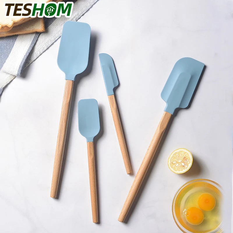 

TESHOM Set Of 4 Heat Resistant Silicone Cooking Tools Non-stick Spatula Spoon Turner Accessories Baking Tools Kitchen Utensils