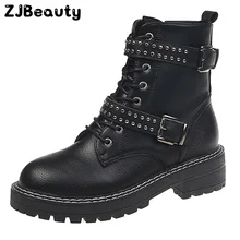 Модные женские туфли; высокие вязаные зимние средней высоты с ремешком; обувь на платформе с пряжкой в стиле панк обувь с заклепками для улицы, дышащие кеды, кроссовки