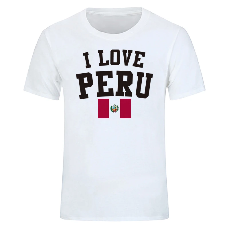 Мужская и женская футболка унисекс забавные белые футболки воротник I Love Peru