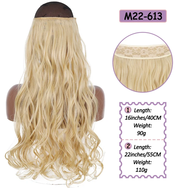 Synthetic No Clip Halo Hidden Hair Extension Ombre Artificial Natural Fake False Long Short Straight Hairpiece Blonde For Women M22-613