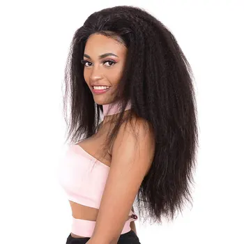 

Afro Kinky Bob Wigs Synthetic High Temperature Fiber Hair Yaki Straight Curl Medium Length Wigs For Women 24Inch BY068