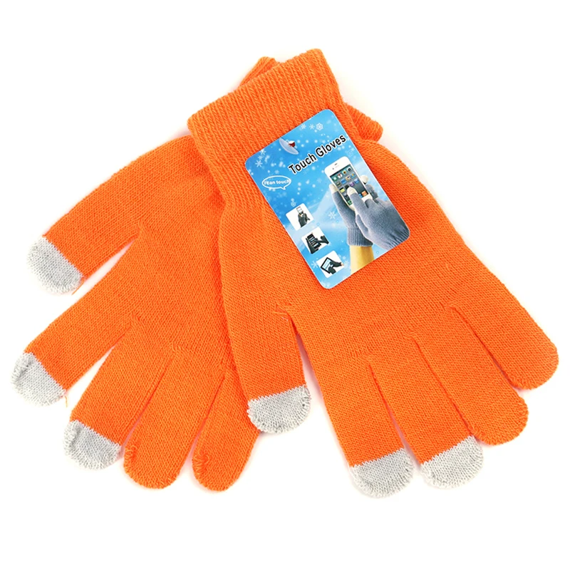 Orange Новые зимние женские перчатки с полными пальцами мужские и женские перчатки с сенсорным экраном одноцветная тканая ретро теплые перчатки осень-зима - Цвет: Orange