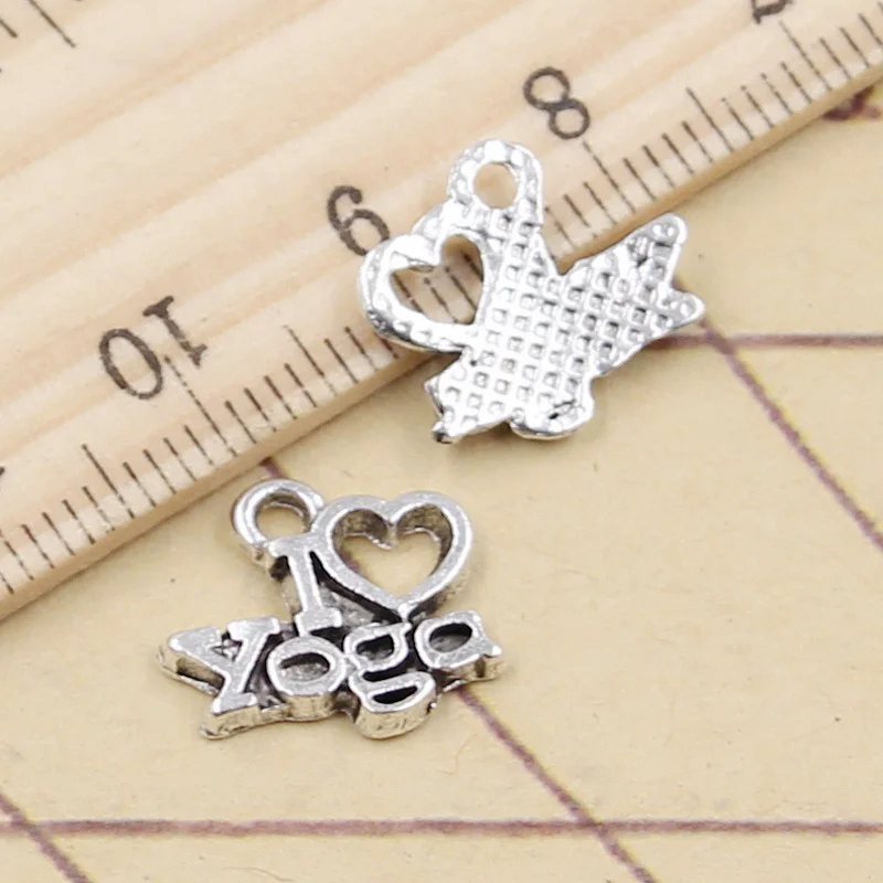 30pcs Charms I Love Yoga 12x13mm Tibetan Silver Color Pendants Antique Jewelry Making DIY Handmade Craft | Украшения и аксессуары