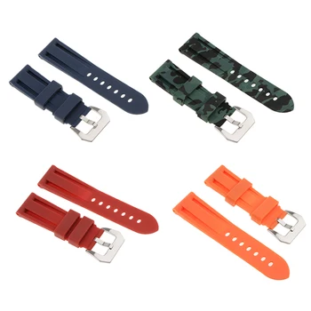 

4pcs Silicone Rubber Waterproof Watch Strap Band Stainless Steel Tang Buckle