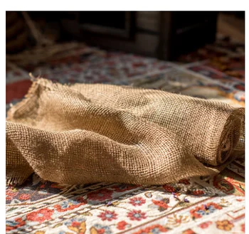 

The whole roll of hemp flakes is decorated with hemp cloth table runner photo props natural jute