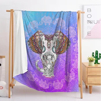 

2020 new popular Bohemian elephant lion export double single boy girl throw blanket tapestry sleeping blanket soft flannel blank
