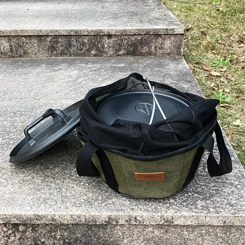 1Pc Camping Barbecue Storage Bags Dutch Oven Canvas Storage Pouch Cooking Utensils Organizer Hand Bag