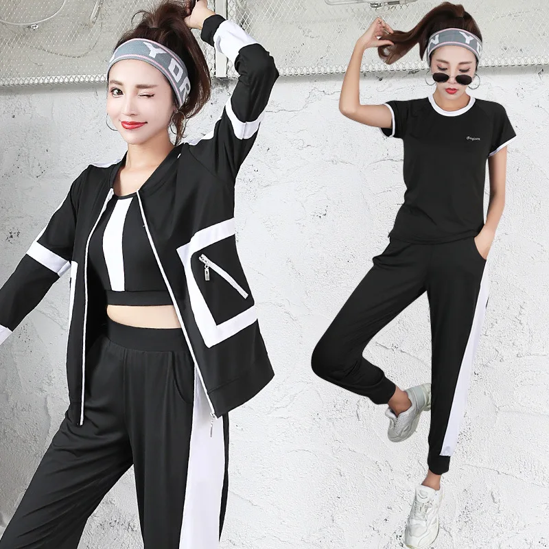 

Gym Sports WOMEN'S Suit Large Size Loose-Fit Joint Slimming Fat Mm Yoga Clothes Four-piece Set Autumn And Winter Running Quick-D
