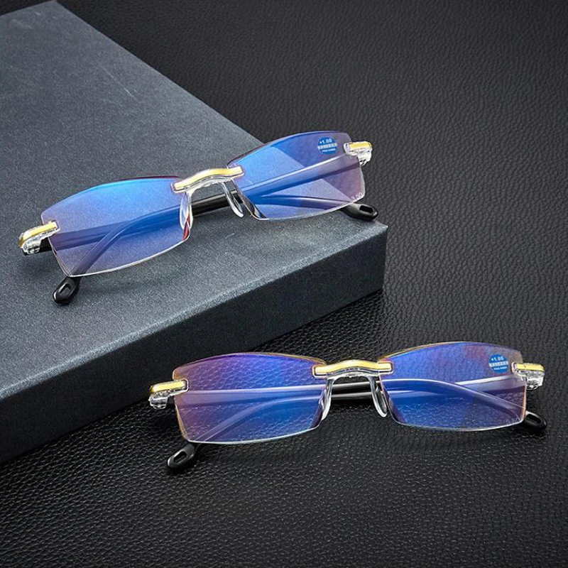 

Men Women Rimless Reading Glasses Anti Blue Light Magnification Eyewear Presbyopic Glasses Diopter +150 +2.00 +2.50 +3.00 +3.50