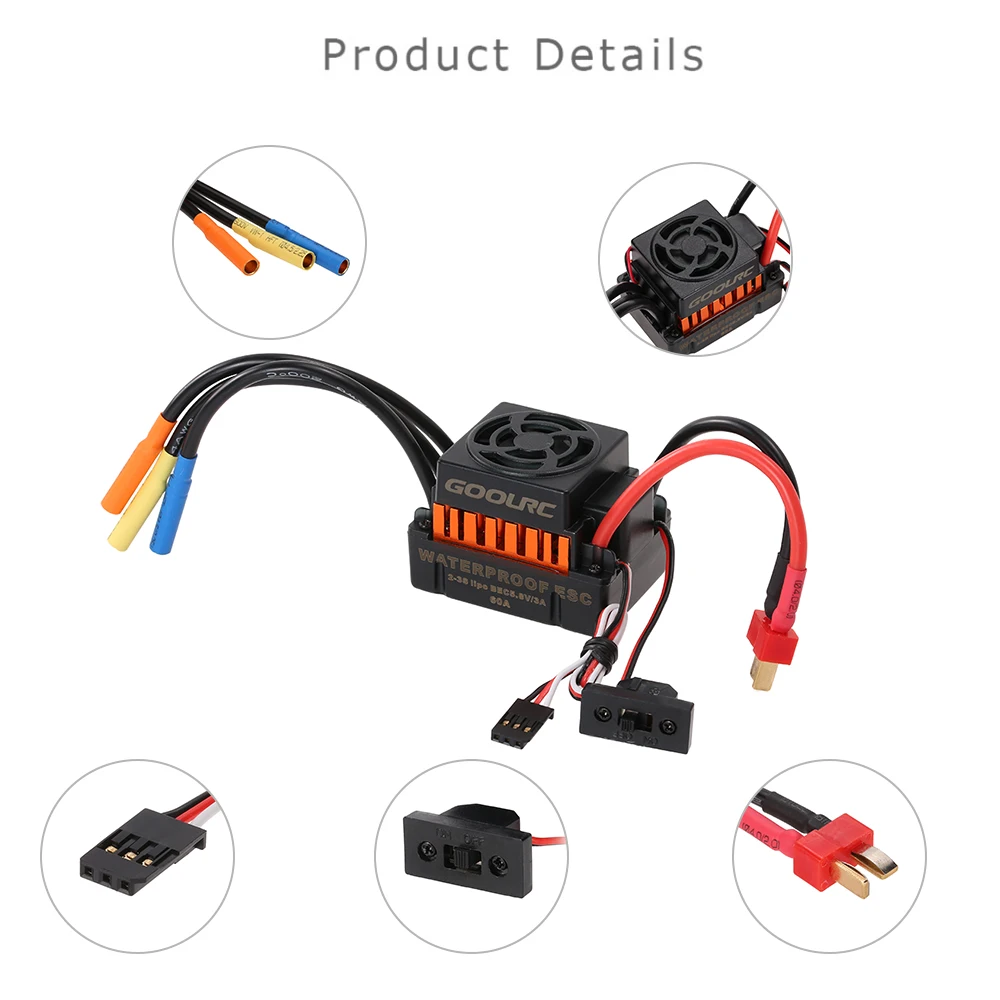  Upgrade Waterproof 3660 3300KV Brushless Motor with 60A ESC Combo Set for 110 RC Car Truck (1)