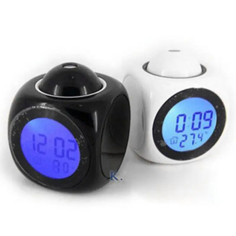 Desktop Clock LCD Projection Voice Talking Alarm Clock with Temperature Display Desktop Clock