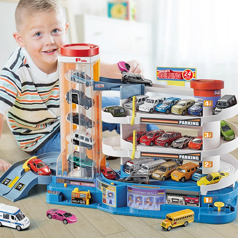 Juguetes de estacionamiento para niños, de riel eléctrico de construcción de automóviles, garaje pequeño, súper grande, tridimensional, multicapa, regalo para niños - AliExpress Juguetes y pasatiempos