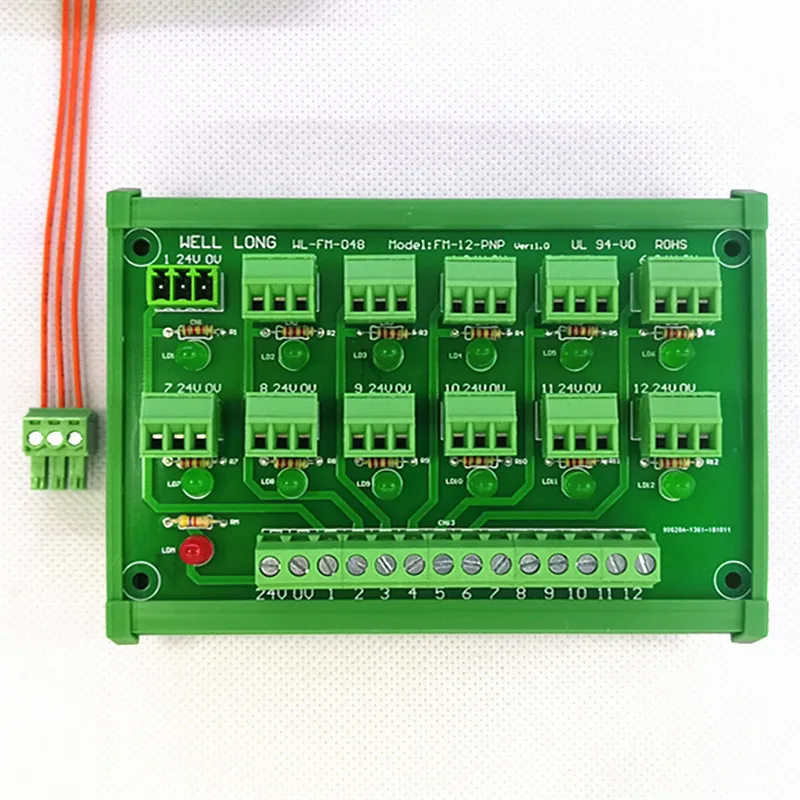 DIN Rail Mount PLC12 channel PNP input screw terminal block IO photoelectric proximity switch sensor terminal block