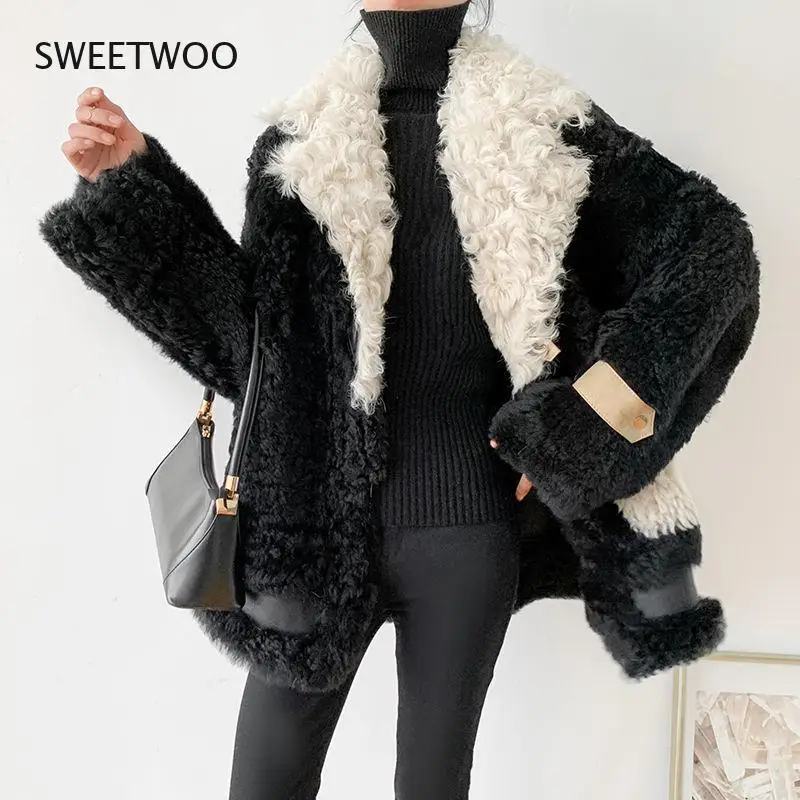 Women 2021 Autumn Winter Fashion Lamb Wool Faux Fur Coat Female Thick Warm Soft Fake Fur Jacket Overcoat Casual Outerwear