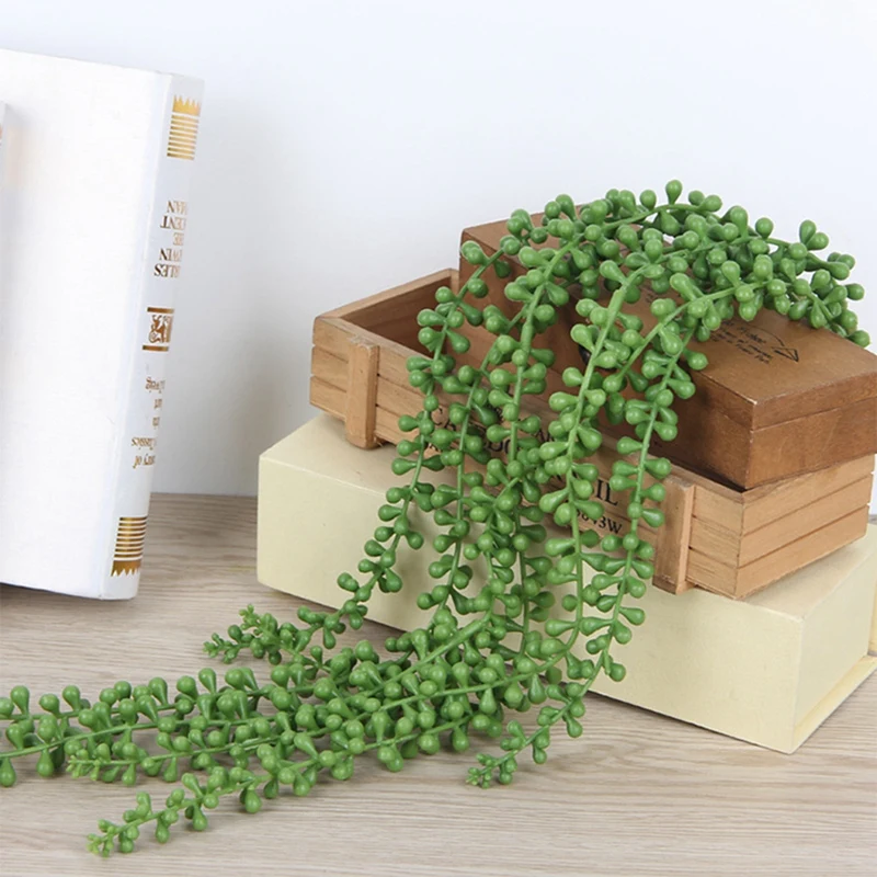 4Pcs Artificial Succulents Hanging Plants Fake String Of Pearls Plant Faux Succulents Unpotted Branch Lover'S Tears Plants