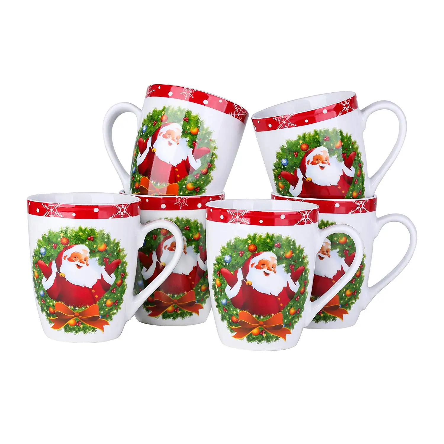 VEWEET SANTACLAUS 6 шт. Рождественский узор фарфоровая чайная кофейная кружка чашка набор