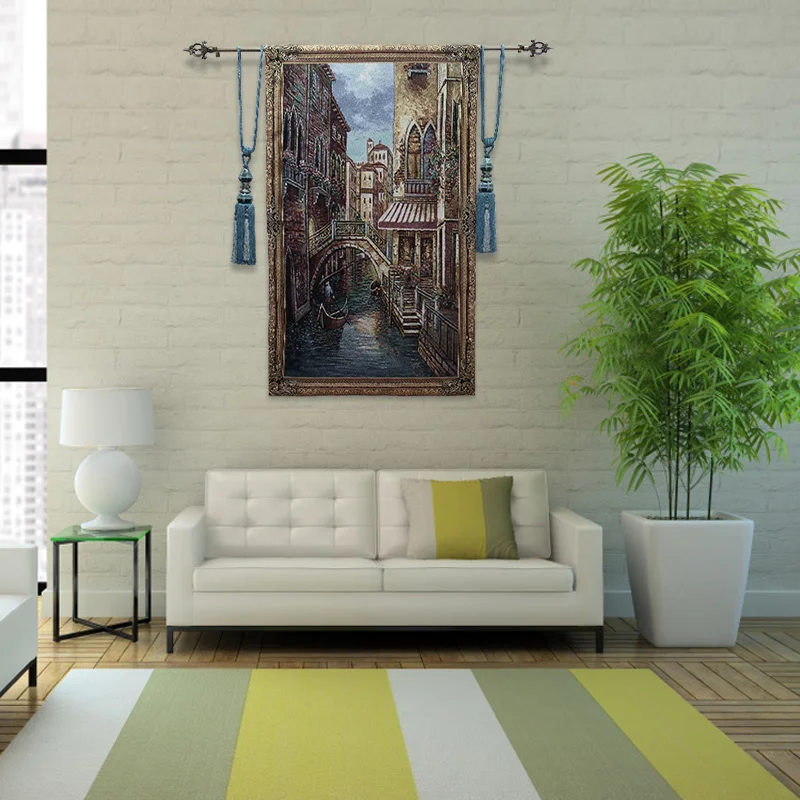 Бельгийский жаккардовый гобелен для гостиной в средиземноморском стиле, фрески с видом на Венецию, 85*136 см, GT-MM134