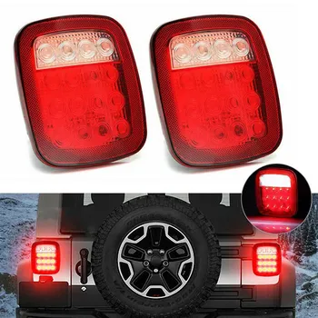 

2pcs Jeep Turn Tail Light Square Stop Brake Rear Lights Assembly Backup 16LEDs Marker Light Universal For Jeep Accessories