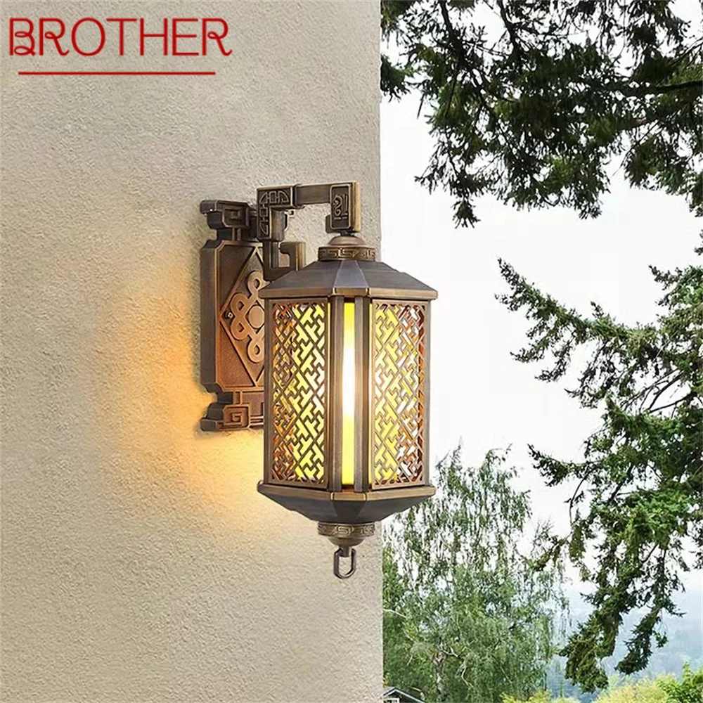 

BROTHER Outdoor Bronze Light LED Wall Lamps Sconces Classical Waterproof Retro for Home Balcony Decoration