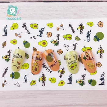 

1Sheets avocado green self-adhesive Nail Decals Small fresh Flower Shea Butter Pattern Nail Tips Flower 3D Manicure Sticke DIY