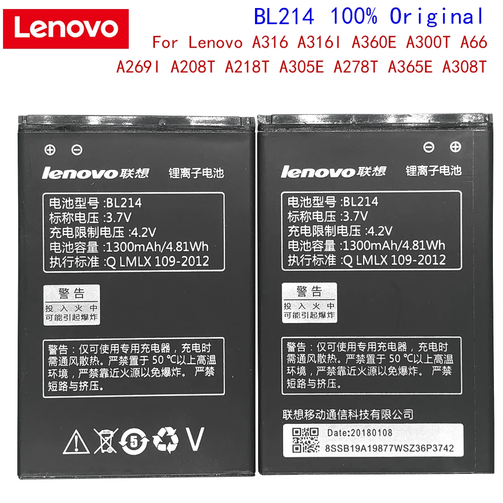 

Original Lenovo BL214 BL-214 Battery 1300mAh For Lenovo A316 A316I A360E A365E A66 Smart Phone smart phone Mobile Phone Battery