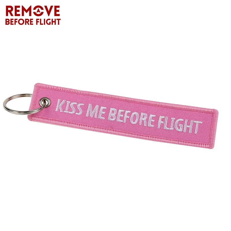 Fashion Keychain Bijoux Kiss Me Before Flight llaveros Keychains Embroidery Key Fobs OEM ATV Car Key Chains for Motorcycle Cars (1)