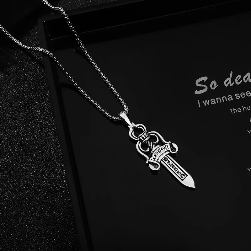Kpop Accessories Sword Pendants Necklace Cool Stuff Stainless Steel Chain Men's Women's Crowe Jewelry Gift Best Friend | Украшения