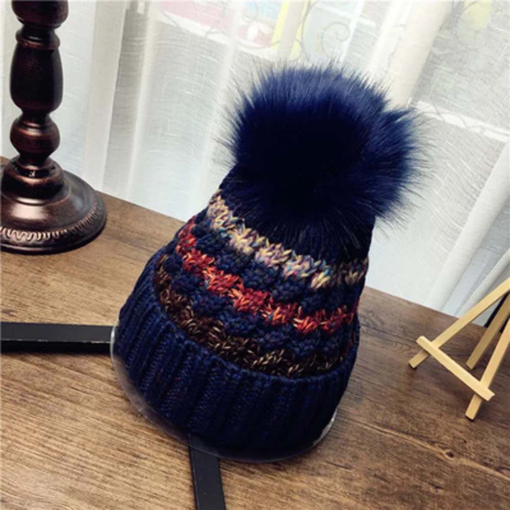 navy blue Осенняя зимняя шапка женская шерстяная шляпа бархатная уличная меховая теплая вязаная шапка Корейская версия - Цвет: navy blue