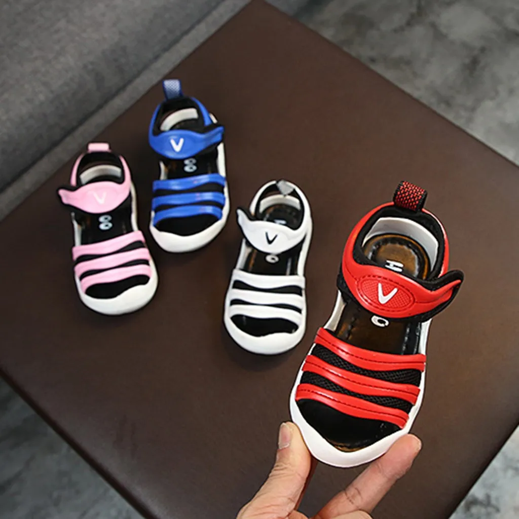 Детские повседневные сандалии с мягкой подошвой для маленьких мальчиков и девочек; пляжные сетчатые спортивные сандалии для бега; кроссовки; обувь