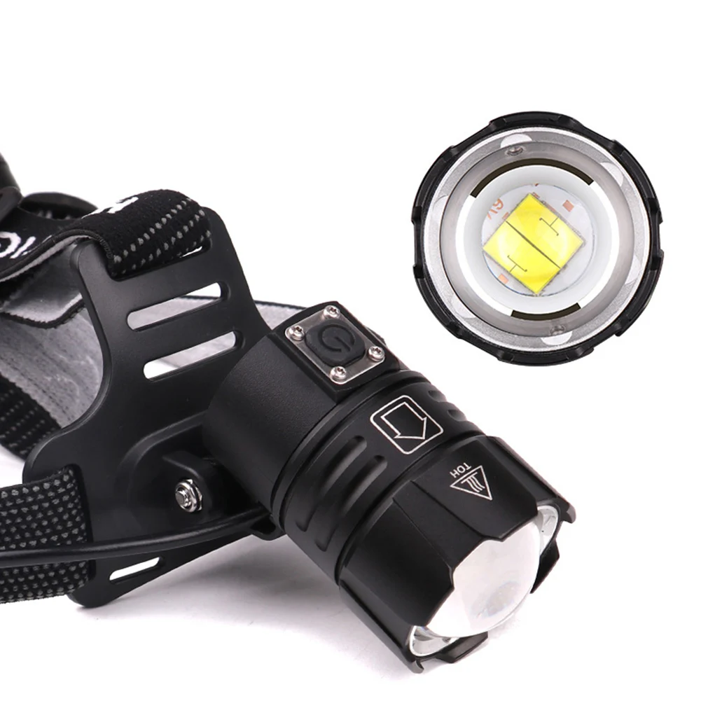 Adjustable Angle USB Charging Camping Headlamp Bright Hiking Zoomable Anti Slip 3 Modes XHP70 LED Press Switch Outdoor Sport