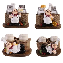 

1PC Premium Salt And Pepper Seasoning Shakers Sets Holding Cake French Chef Sculpture Decoration for DiningTable,Kitchen Gadget