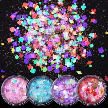 

1 Box Nail Glitter Powder MIxed Love Star Round Pattern Colorful Irregular Flakes Sequins 3D Nail Art Decorations Palliette