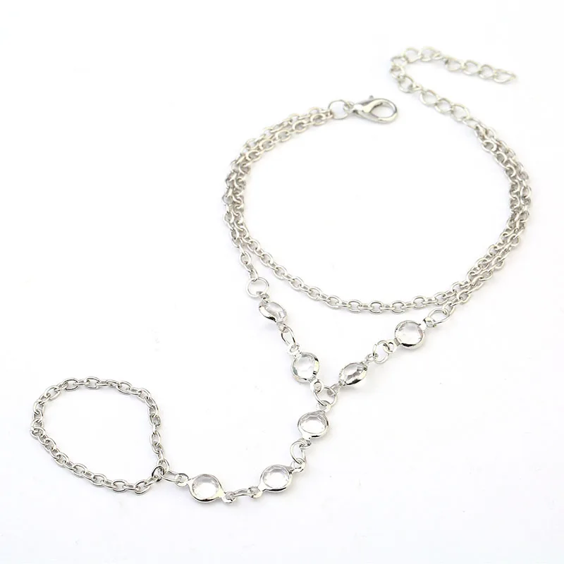 

EDS Silver Gold Bracelet Connecting Finger Vintage Jewelry Chain Bracelet For Women Retro Hyperbole Bangles