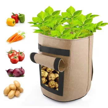 

Potato Tomato Double Door Container Felt Moistureproof Balcony Garden Supplies Large Capacity With Flap Plant Grow Bag Seedling