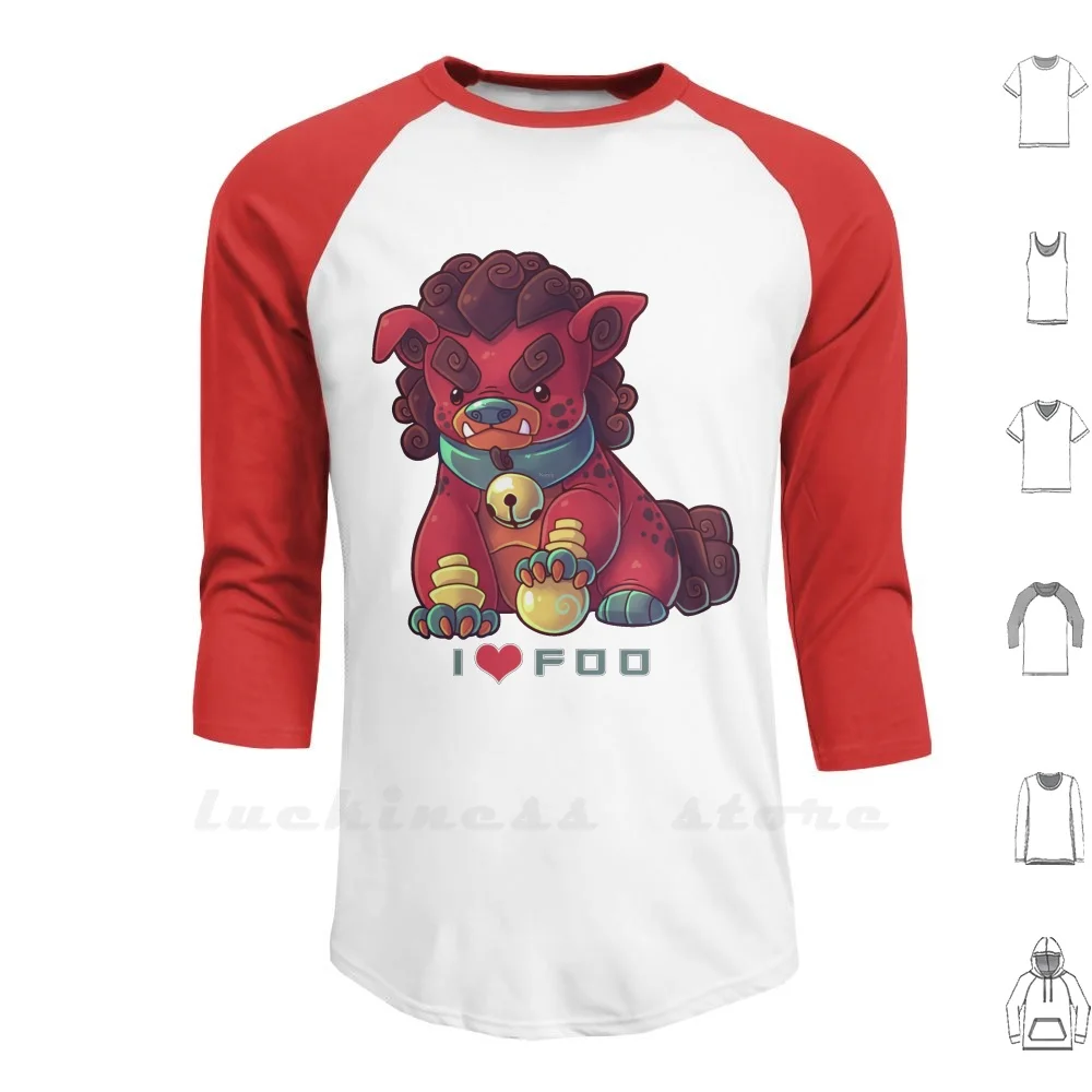 I Heart Foo с длинным рукавом Dog Fu Lion собака фу охранник Лев | Мужская одежда