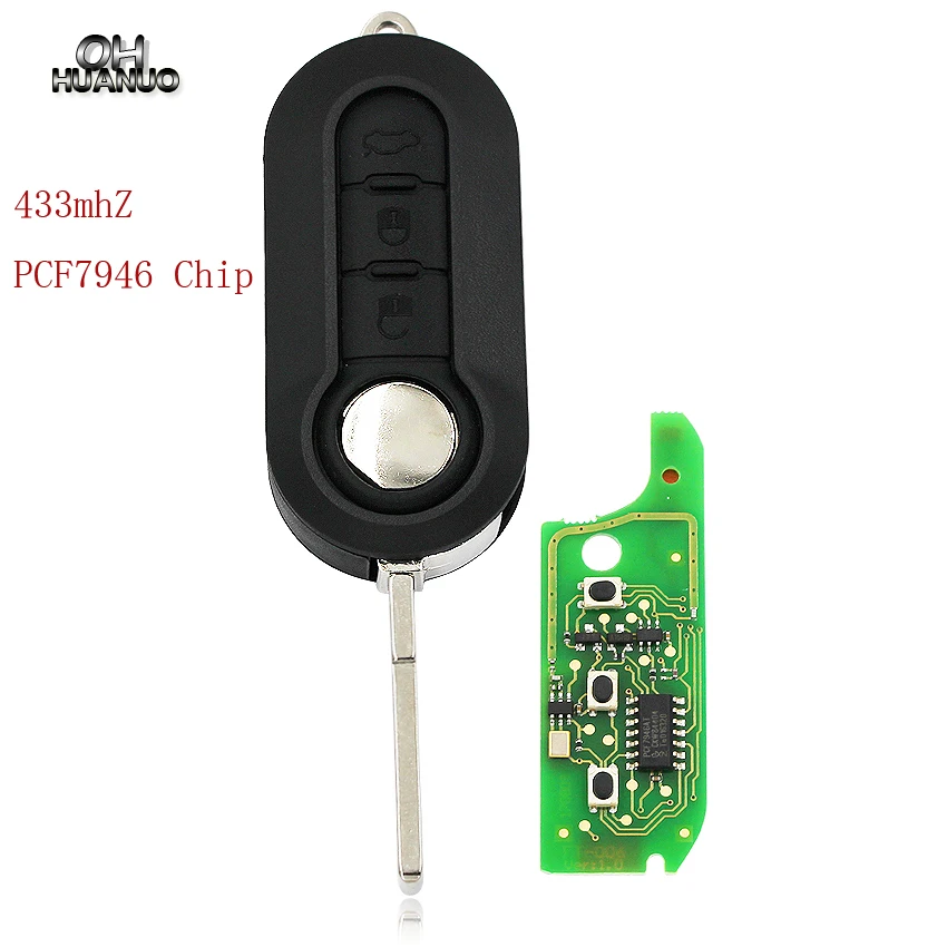 3 кнопки дистанционного ключа Fob 433 МГц для Fiat 500 Grande Punto 2010- PCF7946/PCF7946AT чип
