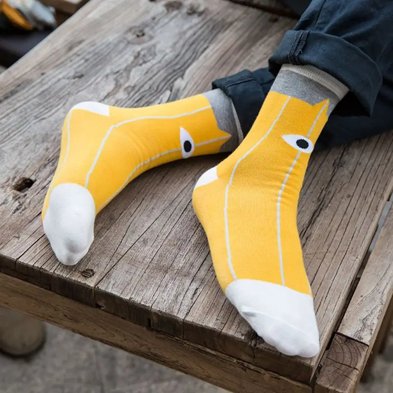 5 пар мужских забавных носков в стиле Харадзюку в стиле хип-хоп с рисунком Больших Глаз
