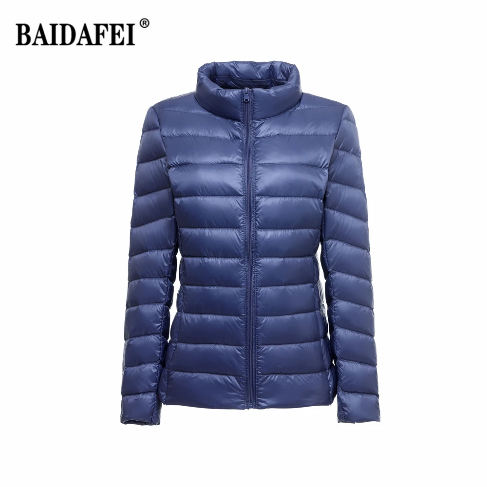 Women's Short Slim Fit Puffer Jacket 2023 New Spring Stand Collar Ultra Light Weight Portable Windproof White Duck Down Coat