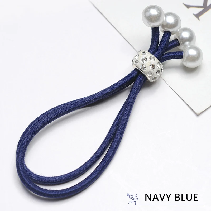 navy blue Женский головной убор, канатная Резиновая лента, кольцо для волос, кожаная кобура, веревка для головы, маленькая свежая простая индивидуальность, милые аксессуары для волос - Цвет: navy blue