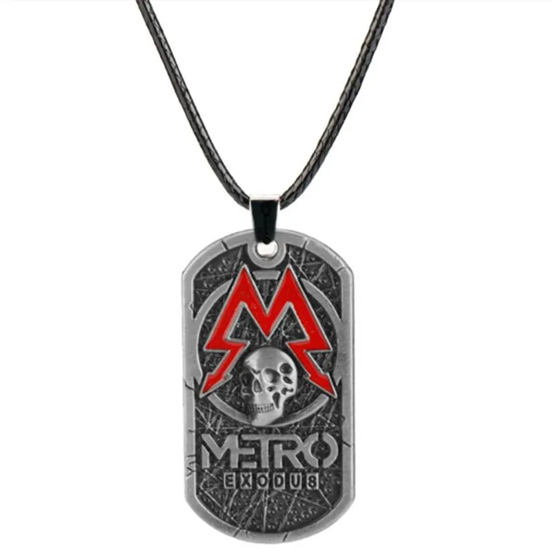 Black rope necklace Горячая Игра Ювелирные изделия Metro Exodus 2033 ожерелье Металлическая Подвеска Череп собака бирка для женщин и мужчин ювелирные изделия Kolye фигура ожерелье много - Окраска металла: Black rope necklace